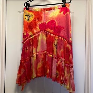 Roberto Cavalli silk flurry skirt. Size L